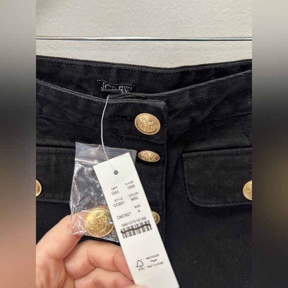 NWT! J. CrewGold Button Front Denim Mini Skirt Black. Size 4 #CC931 - Picture 3 of 6